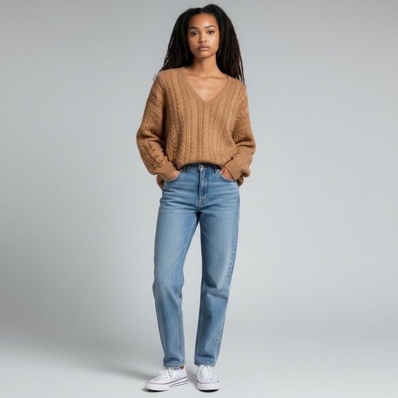 J. Crew Sweaters - J. Crew Camel Cable Knit V Neck Cashmere Sweater Size Medium